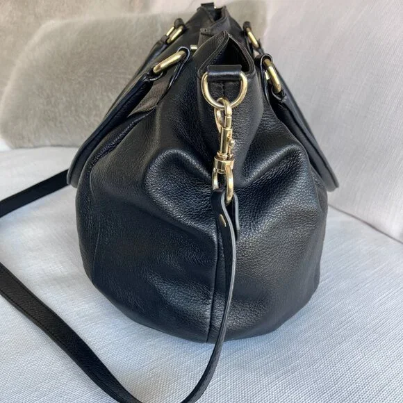 J. Crew Brompton Pebbled Leather Bag Black Shoulder Crossbody Boho - Picture 5 of 11